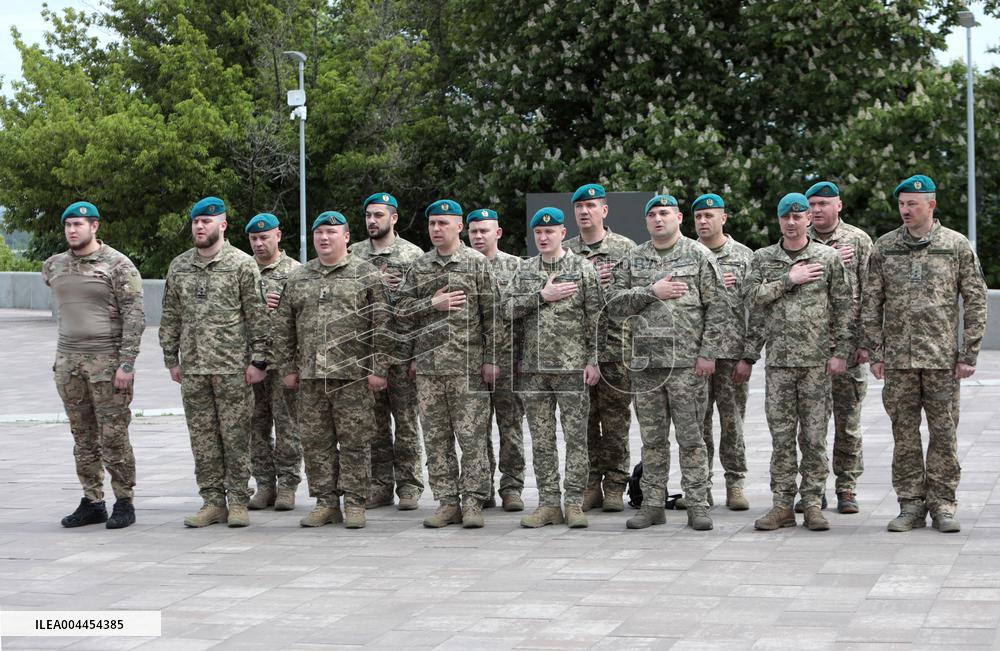 Inauguration of Marine Corps memorial sign in Kyiv