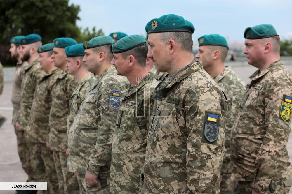 Inauguration of Marine Corps memorial sign in Kyiv
