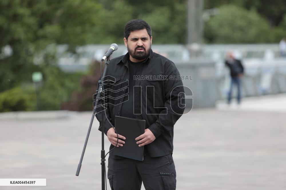 Inauguration of Marine Corps memorial sign in Kyiv