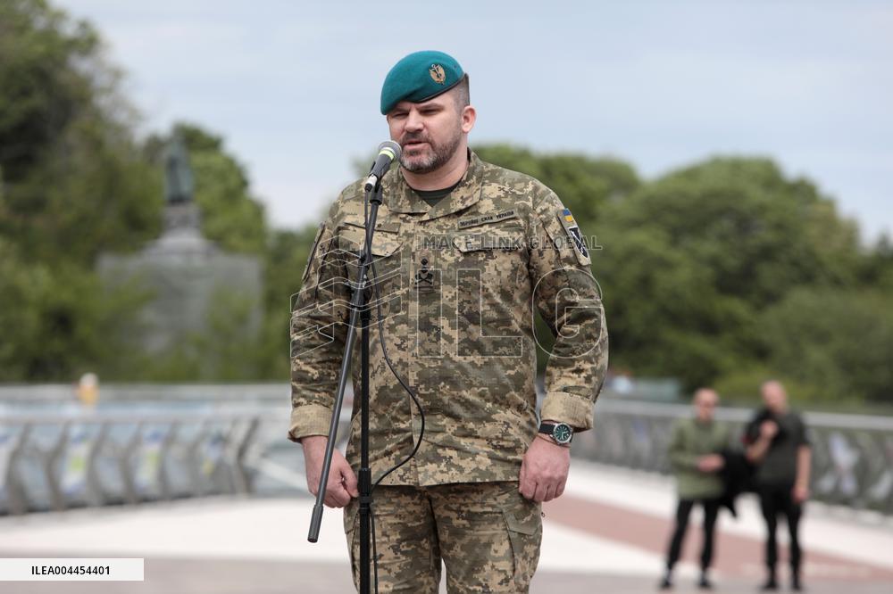 Inauguration of Marine Corps memorial sign in Kyiv