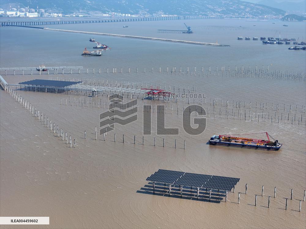 China Nuclear Tianwan Tidal Flat PV Construction