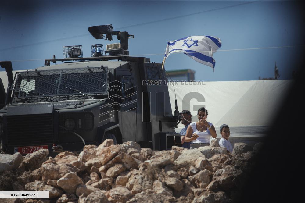 Settlers Raise Flags In Bruqin - West Bank
