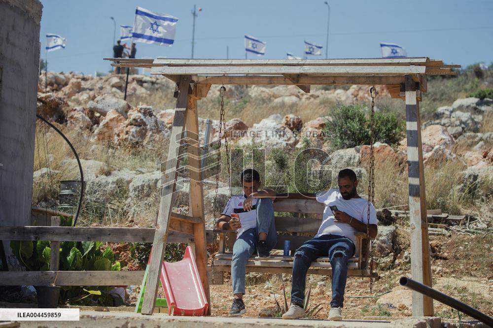 Settlers Raise Flags In Bruqin - West Bank