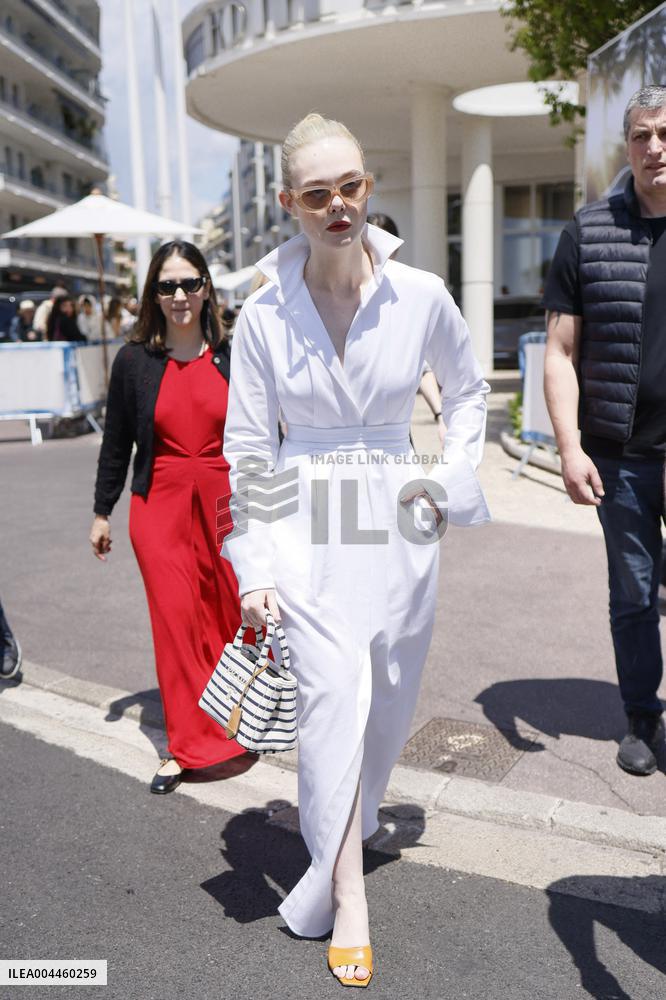 Cannes Elle Fanning leaves Hotel Martinez MP
