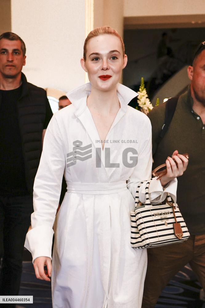 Cannes - Elle Fanning Leaves Hotel Martinez