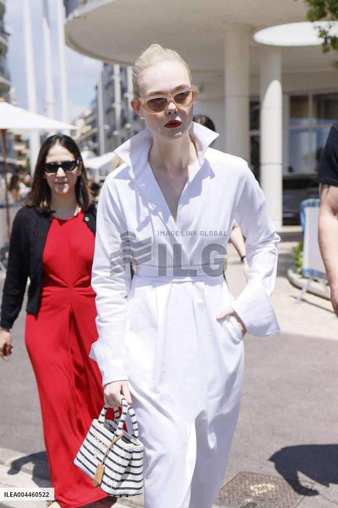 Cannes Elle Fanning leaves Hotel Martinez MP