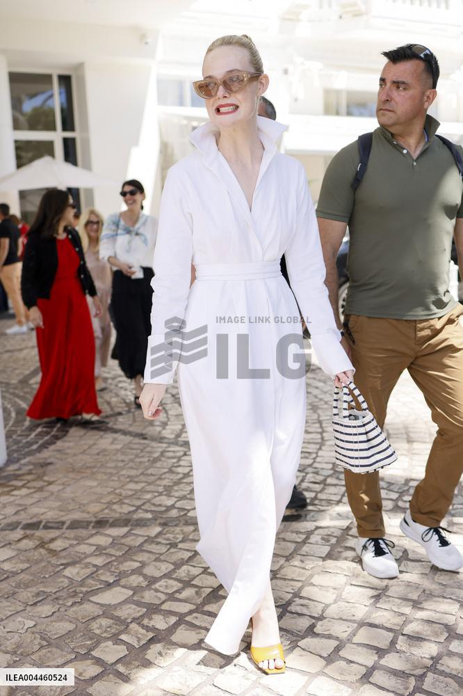 Cannes Elle Fanning leaves Hotel Martinez MP