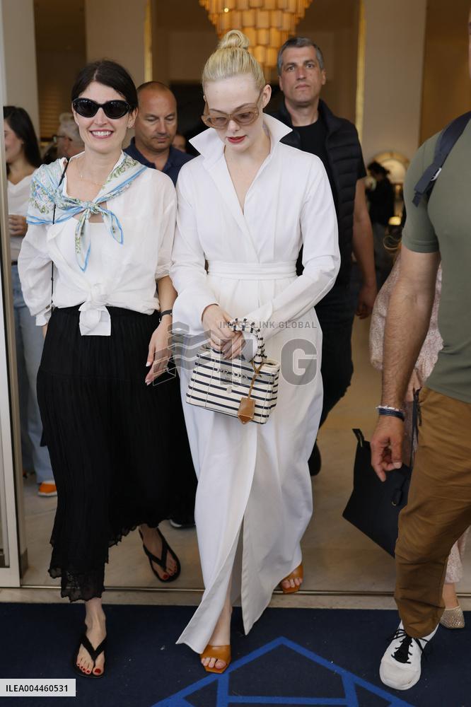Cannes Elle Fanning leaves Hotel Martinez MP