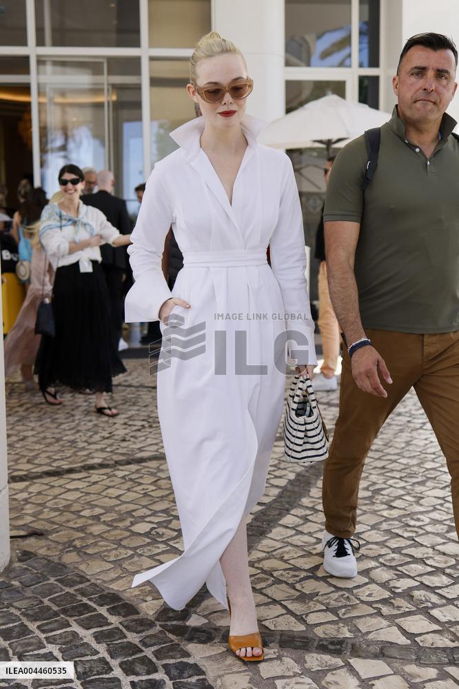 Cannes Elle Fanning leaves Hotel Martinez MP