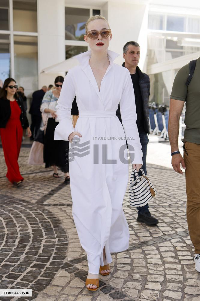 Cannes Elle Fanning leaves Hotel Martinez MP