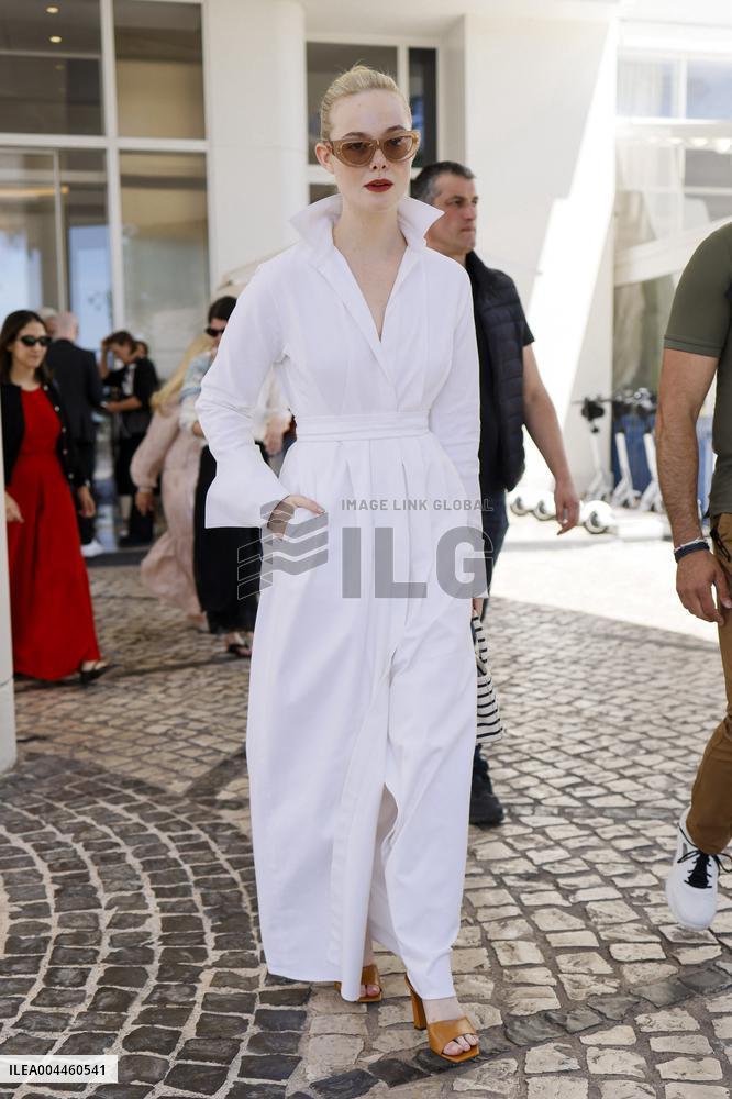 Cannes Elle Fanning leaves Hotel Martinez MP