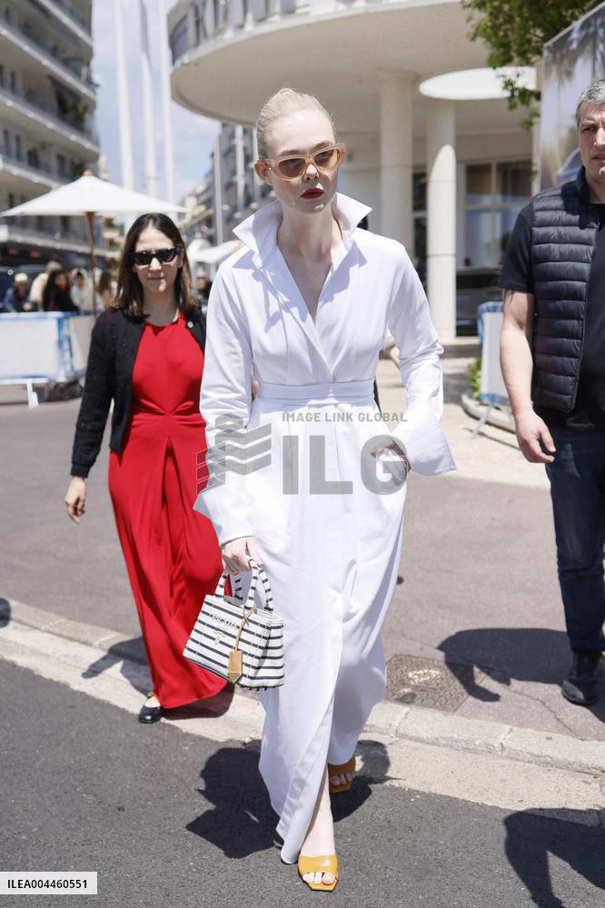 Cannes Elle Fanning leaves Hotel Martinez MP