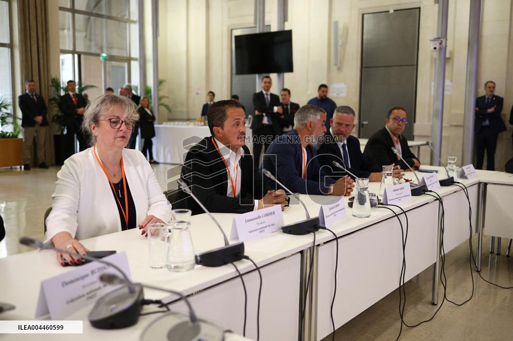 PM Francois Bayrou at a meeting with taxi federations - Paris