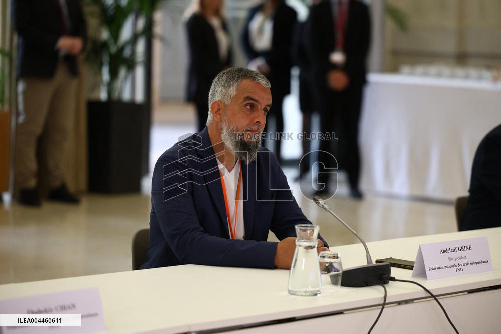 PM Francois Bayrou at a meeting with taxi federations - Paris