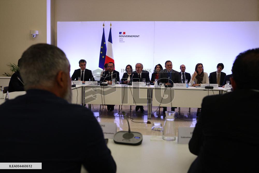 PM Francois Bayrou at a meeting with taxi federations - Paris
