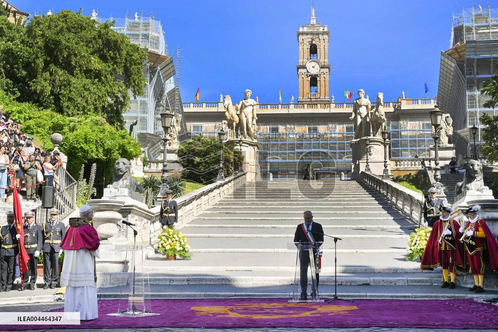 Pope Leo XIV Visits Capitoline Hill - Rome