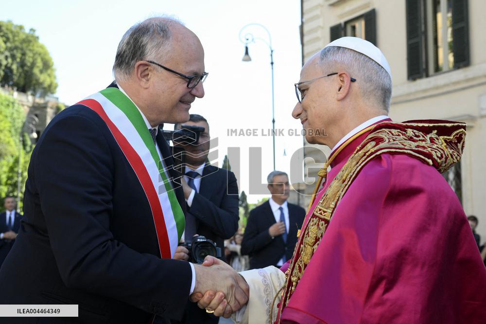 Pope Leo XIV Visits Capitoline Hill - Rome