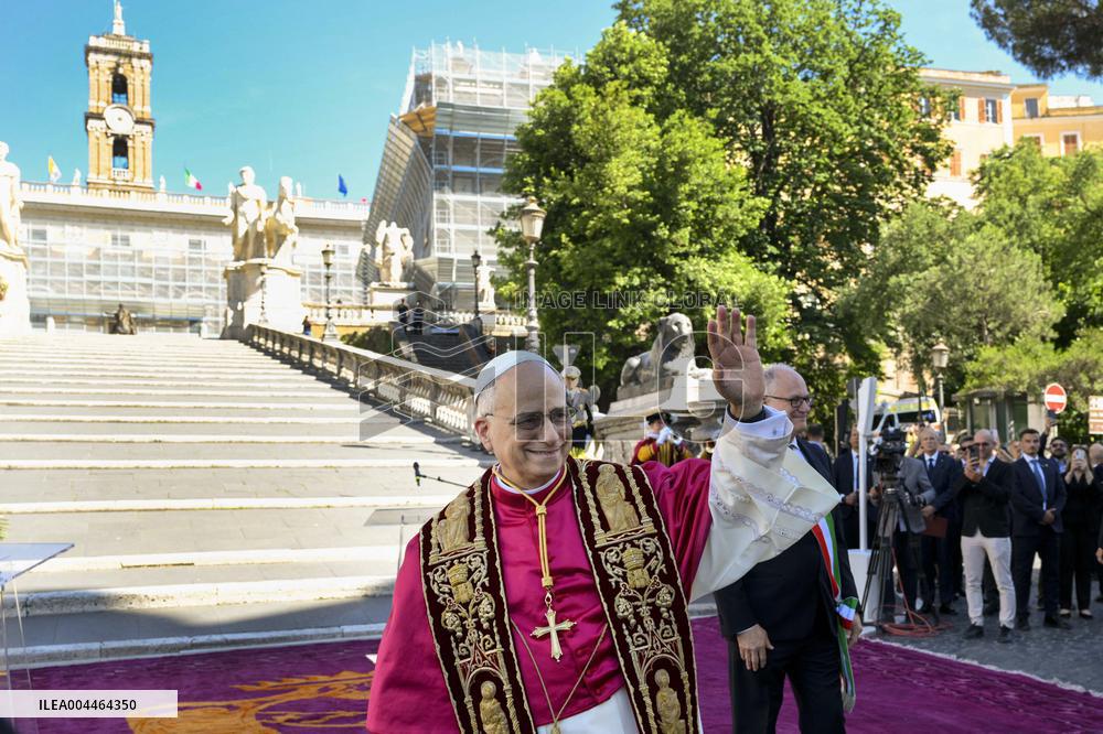 Pope Leo XIV Visits Capitoline Hill - Rome