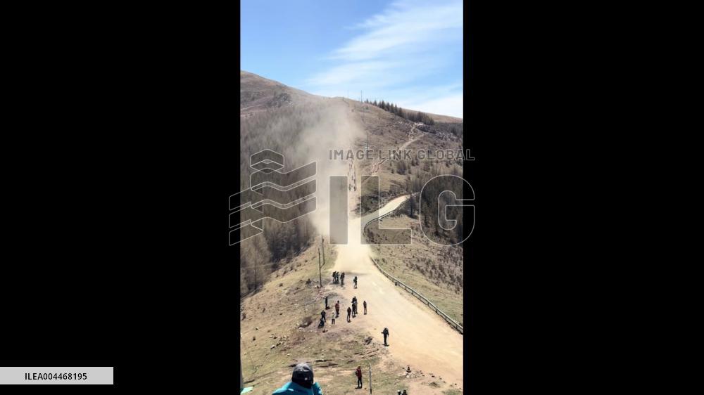 China: Dust Devil Spins Through Mount Wutai Scenic Area