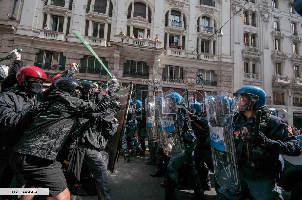 Violent Clashes at Security Bill Protest in Rome