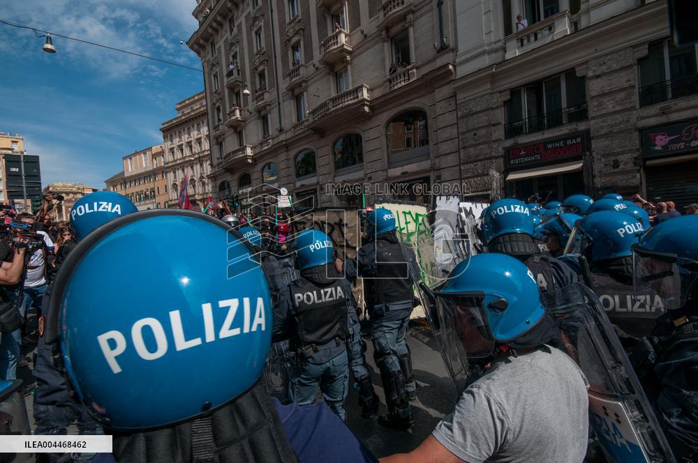 Violent Clashes at Security Bill Protest in Rome