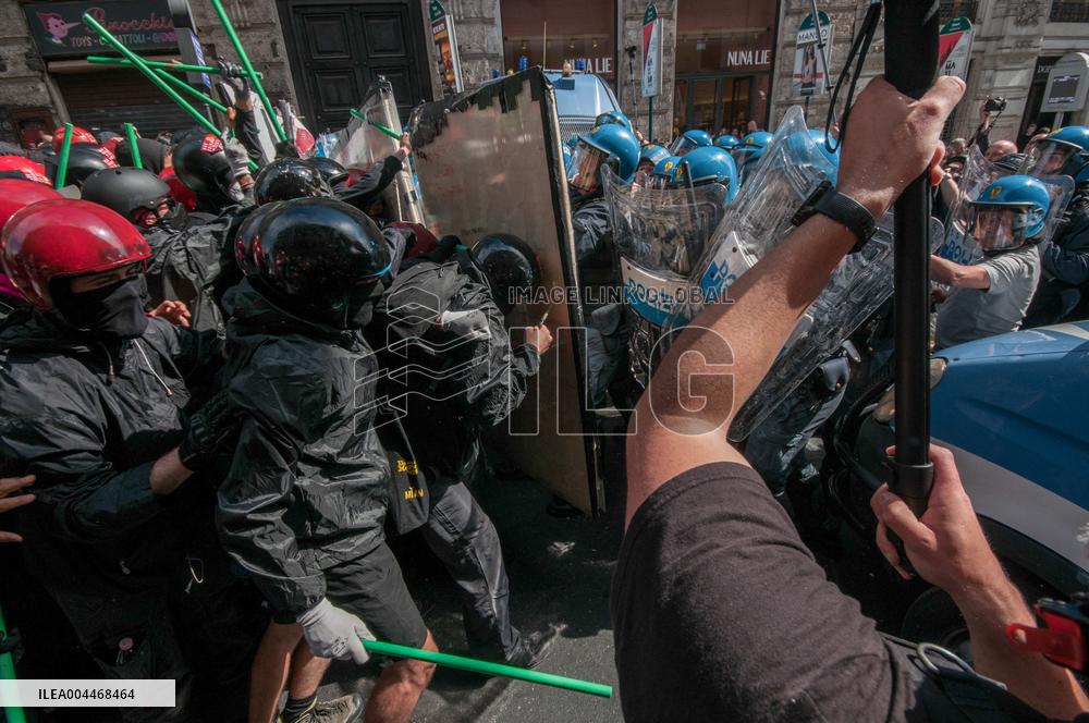 Violent Clashes at Security Bill Protest in Rome