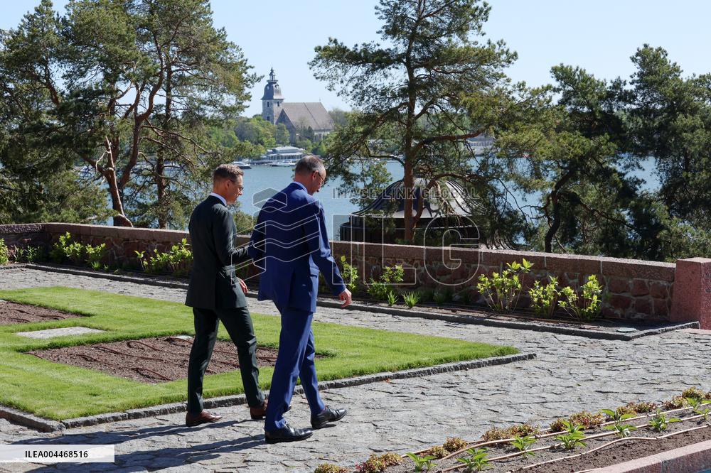 German Chancellor meets Finnish President in Naantali, Finland
