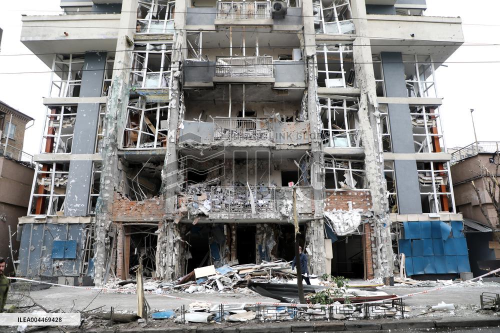 Impact of Russian overnight attack in Shevchenkivskyi district of Kyiv