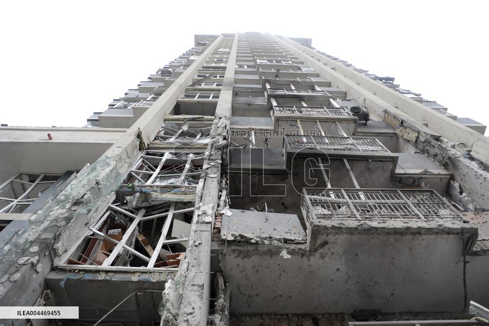 Impact of Russian overnight attack in Shevchenkivskyi district of Kyiv