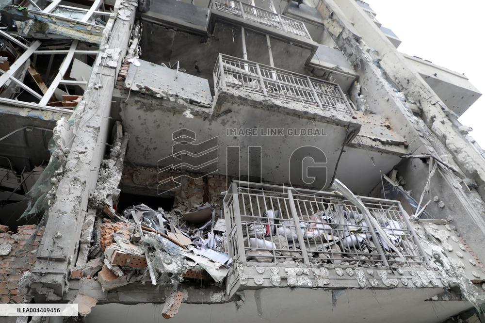 Impact of Russian overnight attack in Shevchenkivskyi district of Kyiv