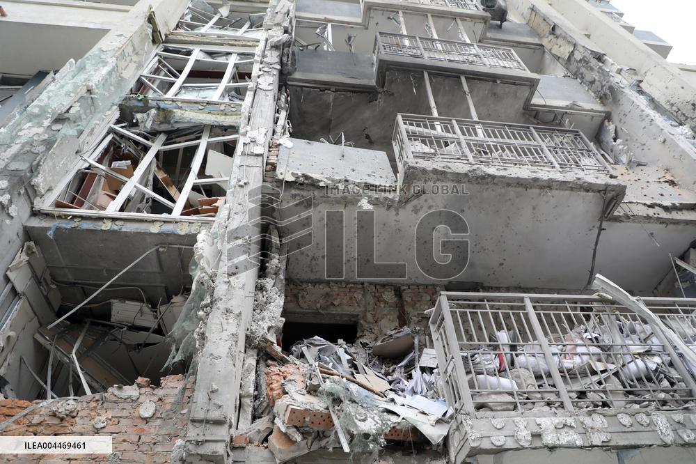 Impact of Russian overnight attack in Shevchenkivskyi district of Kyiv