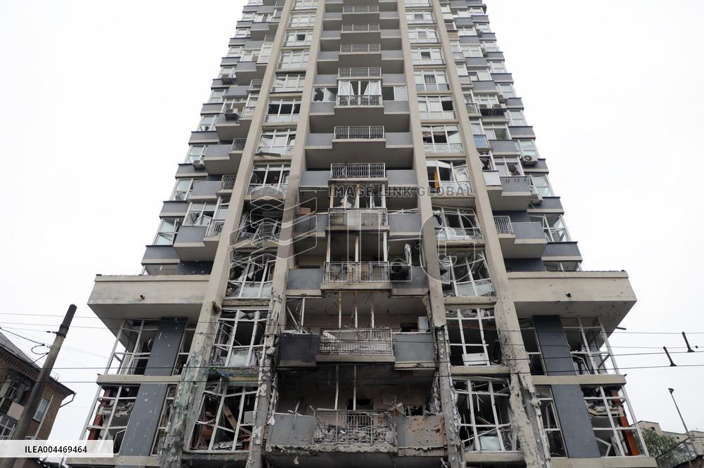 Impact of Russian overnight attack in Shevchenkivskyi district of Kyiv