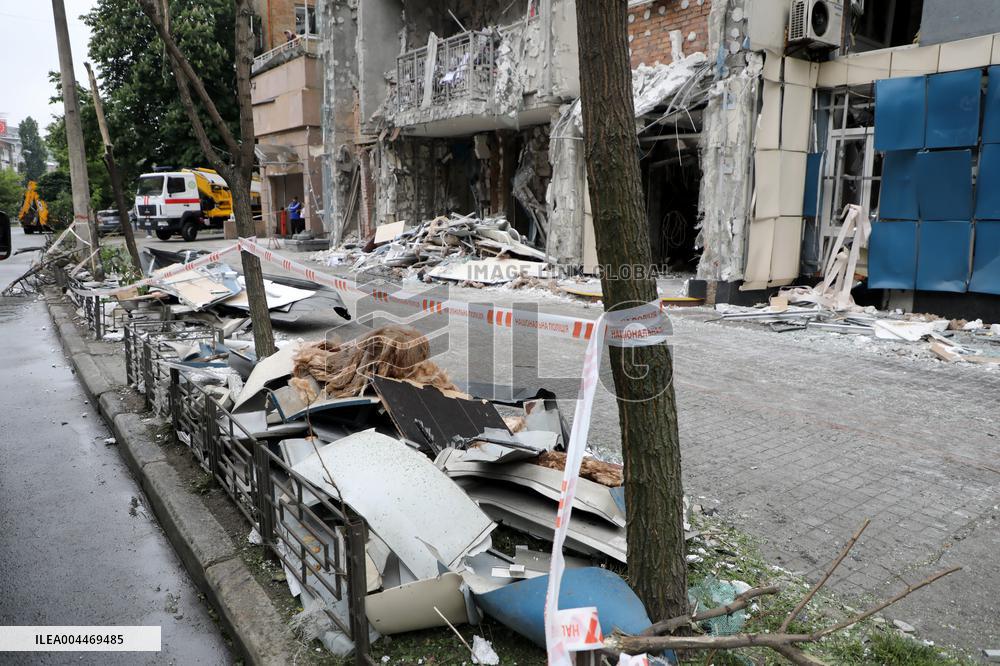 Impact of Russian overnight attack in Shevchenkivskyi district of Kyiv