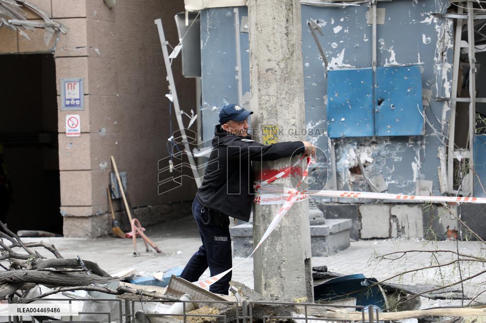 Impact of Russian overnight attack in Shevchenkivskyi district of Kyiv