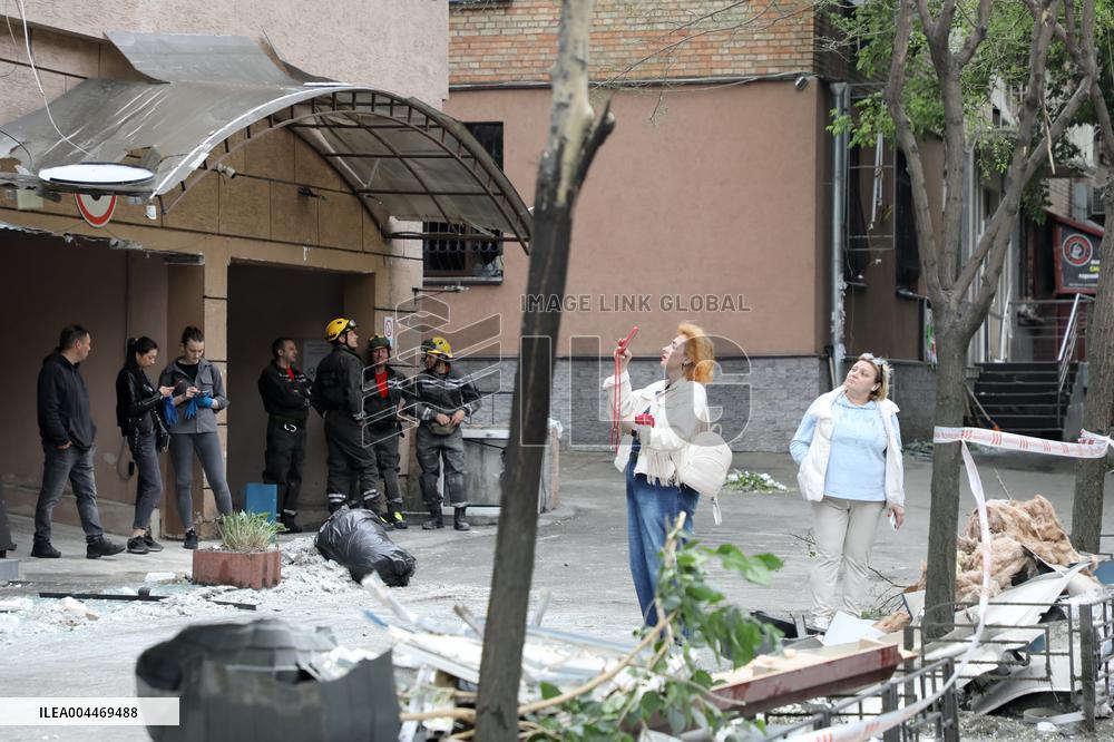 Impact of Russian overnight attack in Shevchenkivskyi district of Kyiv