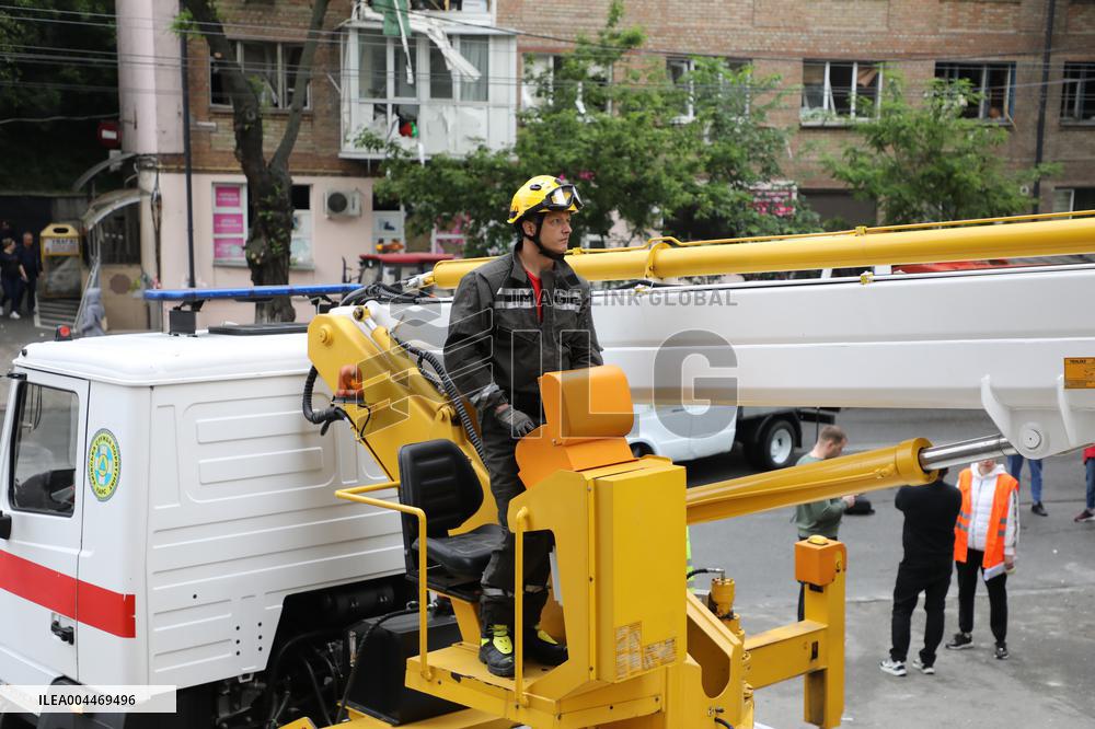 Impact of Russian overnight attack in Shevchenkivskyi district of Kyiv