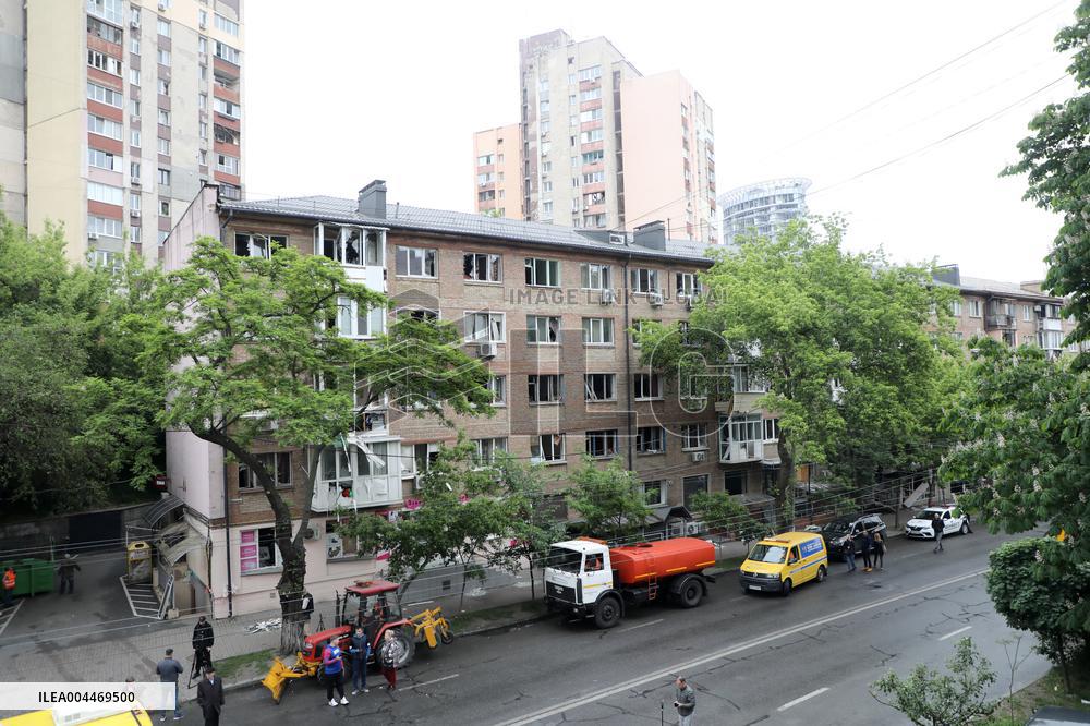 Impact of Russian overnight attack in Shevchenkivskyi district of Kyiv