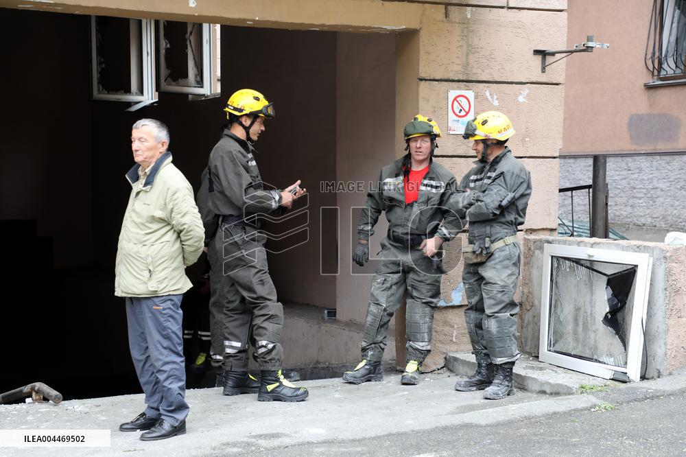 Impact of Russian overnight attack in Shevchenkivskyi district of Kyiv