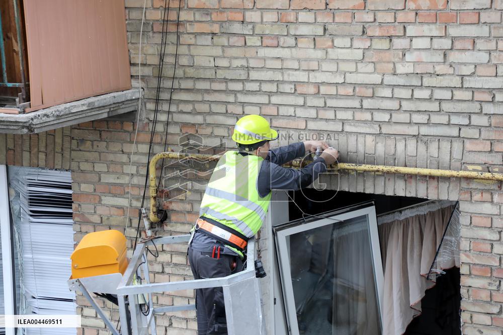 Impact of Russian overnight attack in Shevchenkivskyi district of Kyiv