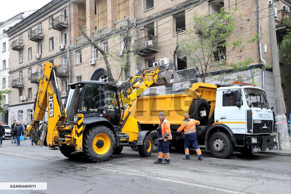 Impact of Russian overnight attack in Shevchenkivskyi district of Kyiv