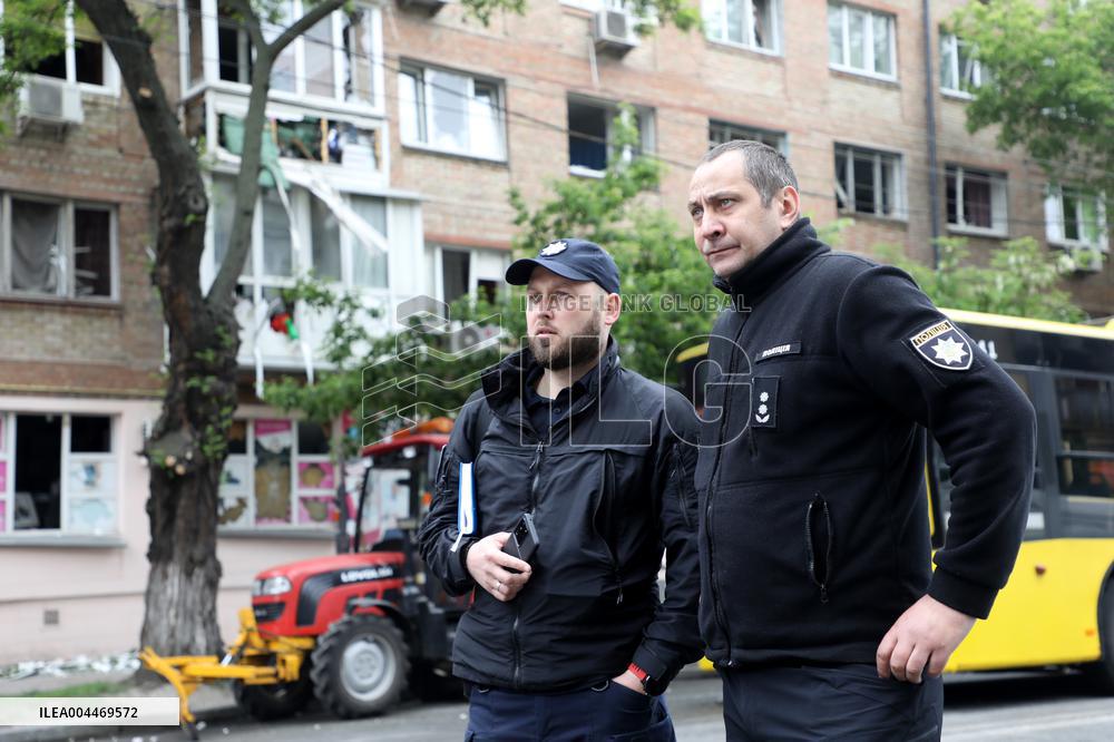 Impact of Russian overnight attack in Shevchenkivskyi district of Kyiv