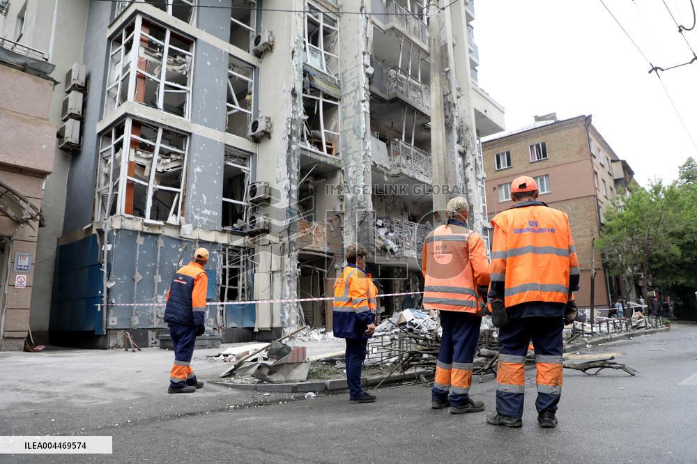 Impact of Russian overnight attack in Shevchenkivskyi district of Kyiv