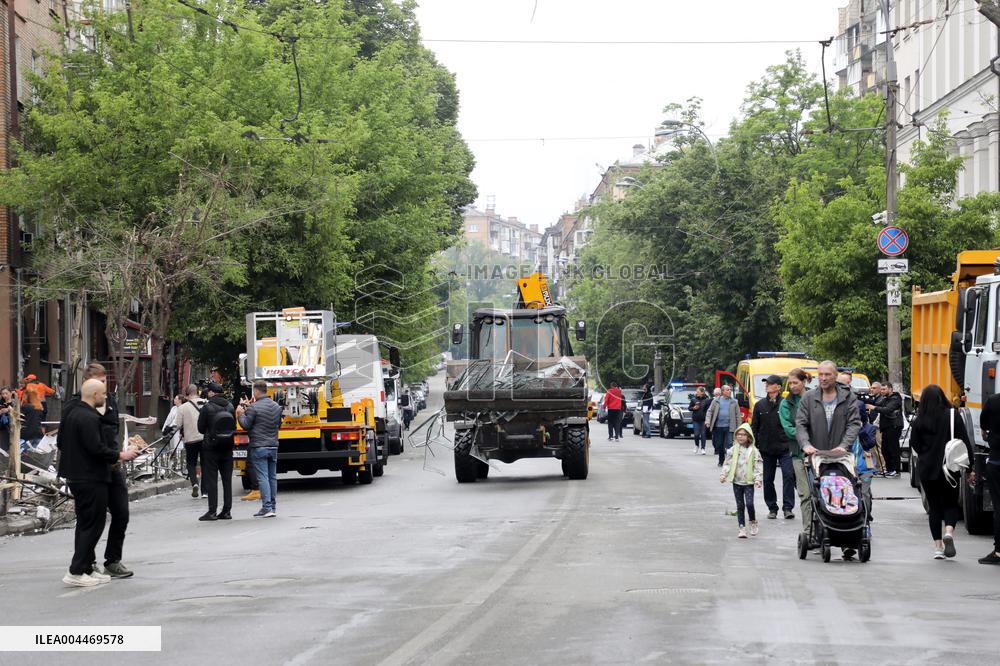 Impact of Russian overnight attack in Shevchenkivskyi district of Kyiv