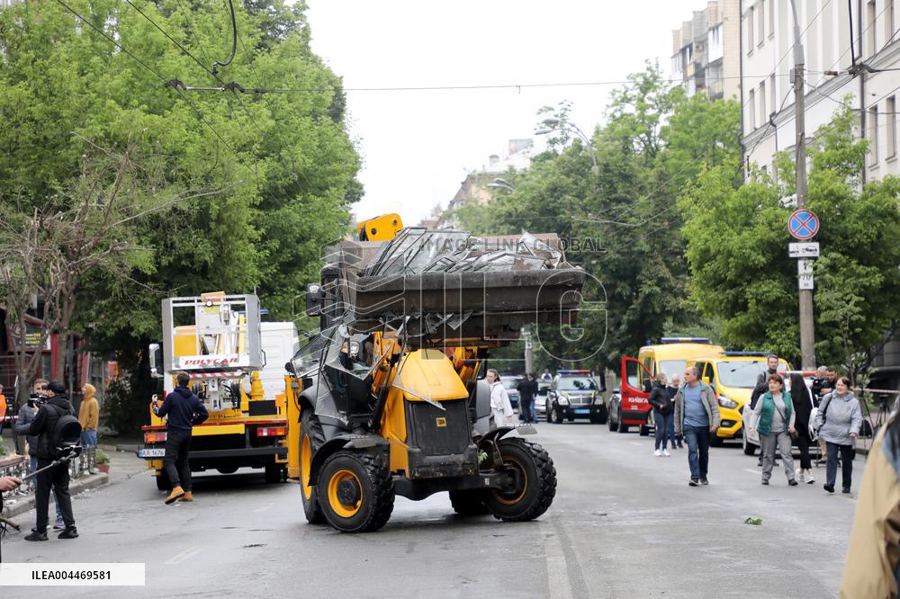 Impact of Russian overnight attack in Shevchenkivskyi district of Kyiv