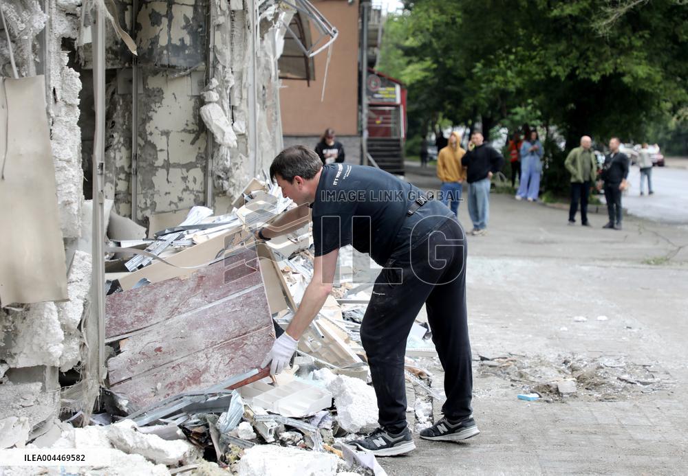 Impact of Russian overnight attack in Shevchenkivskyi district of Kyiv