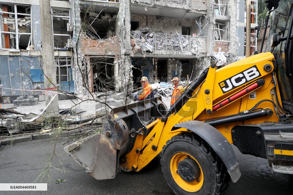 Impact of Russian overnight attack in Shevchenkivskyi district of Kyiv