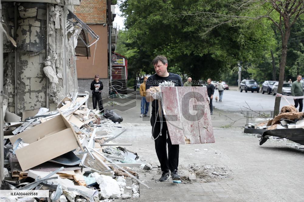 Impact of Russian overnight attack in Shevchenkivskyi district of Kyiv