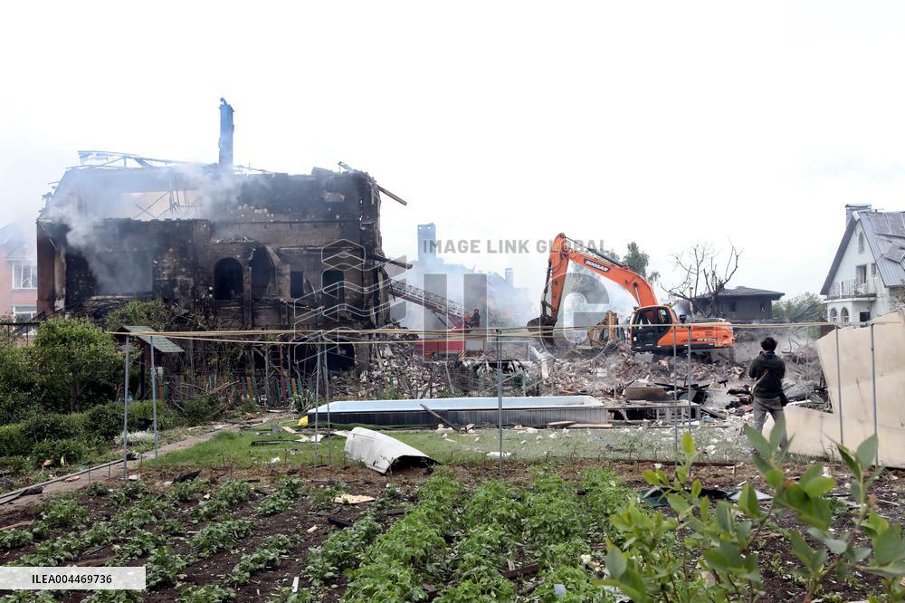 Aftermath of Russian night attack on Markhalivka village