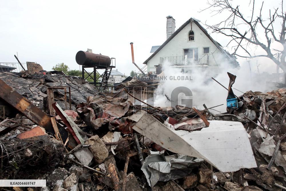 Aftermath of Russian night attack on Markhalivka village