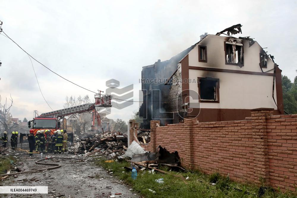Aftermath of Russian night attack on Markhalivka village